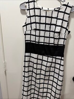 Black & White Grid Sheath Dress